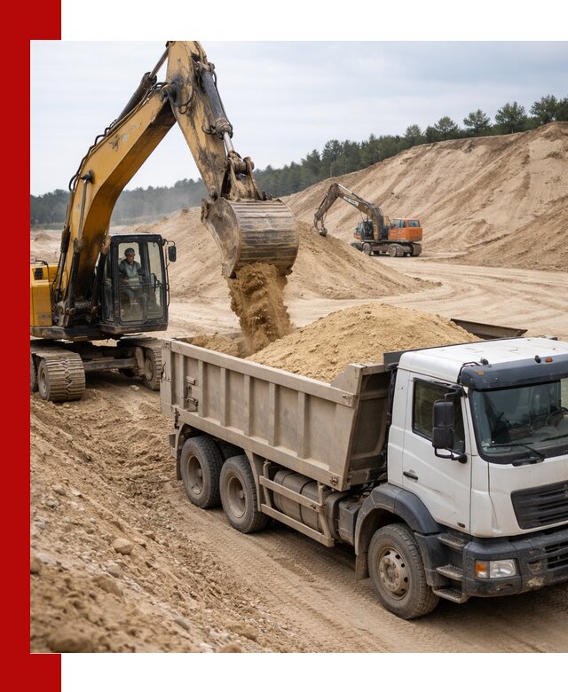 Доставка карьерного песка с самосвалами и разгрузкой в Бирске