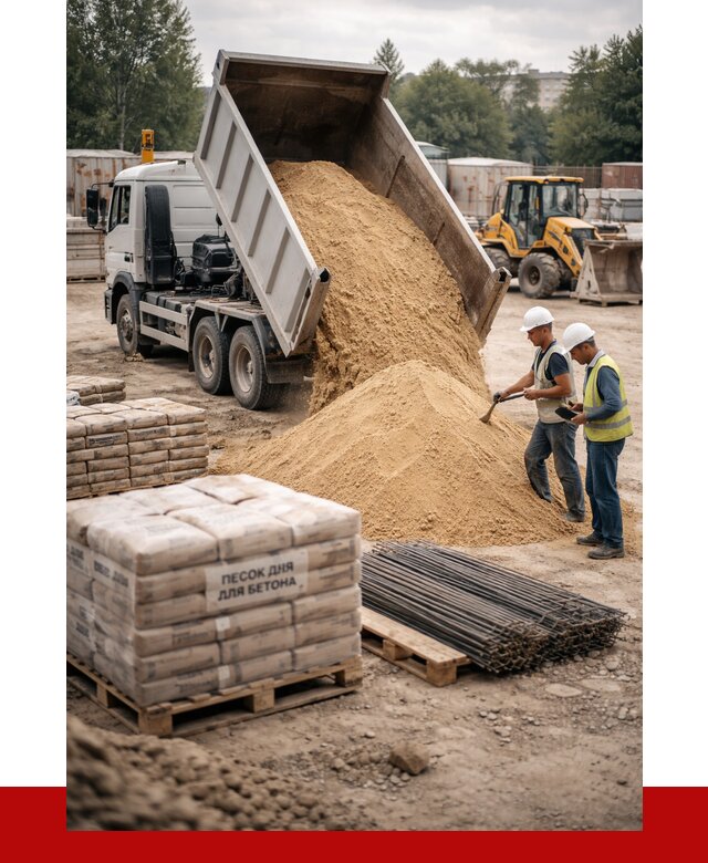 Песок для бетона в Бирске от 2599 р. с доставкой, ПРОНЕРУДБрк