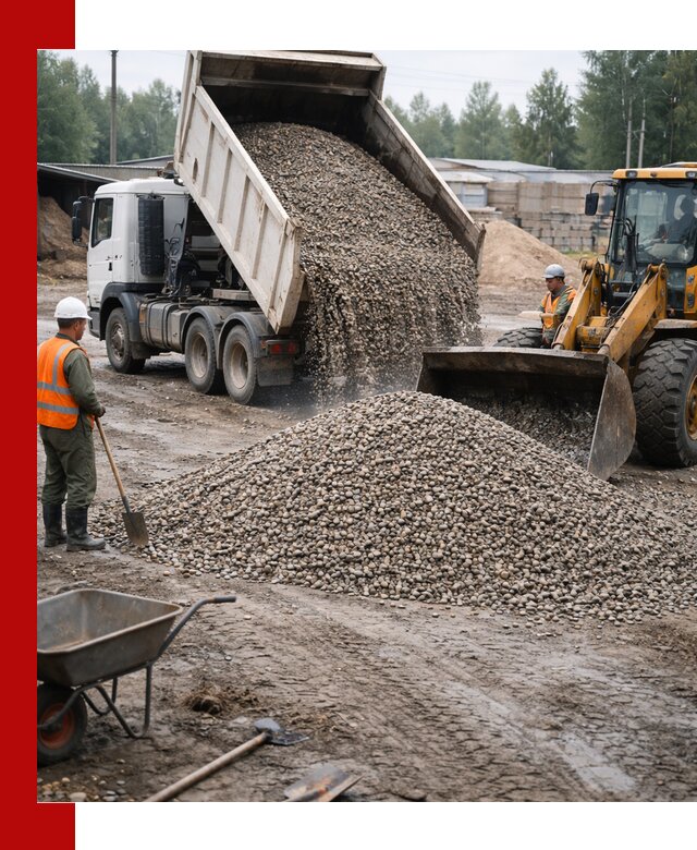 Мытый гравий с доставкой в Бирске от карьера до участка