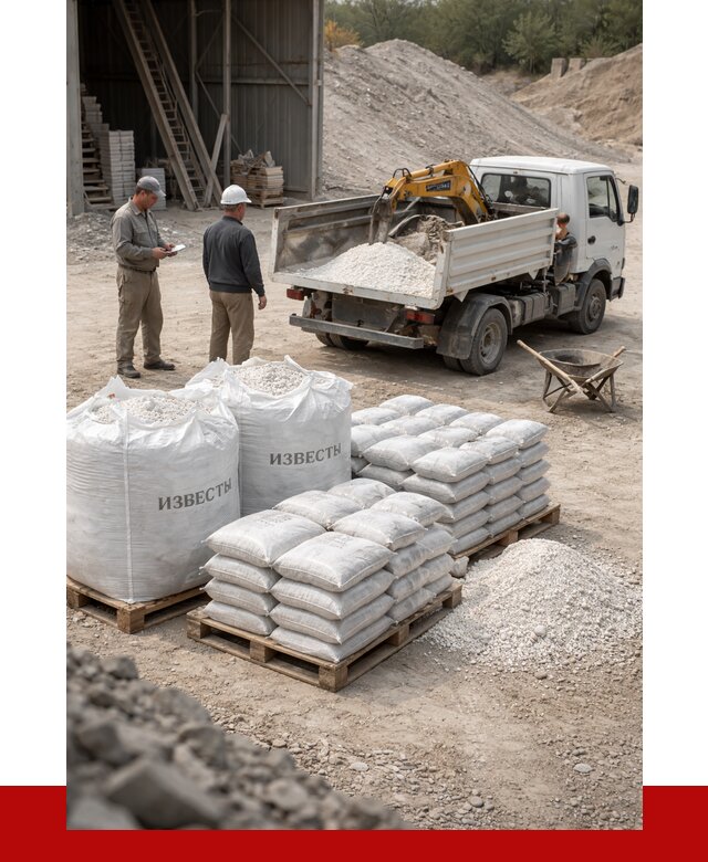 Известь строительная в Бирске с доставкой от 4365 р. | ПРОНЕРУДБрк