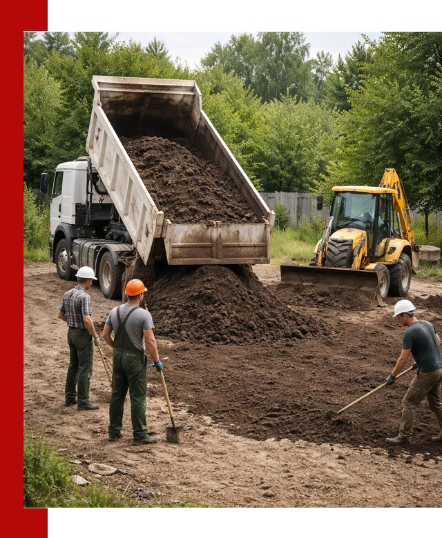 Доставка и укладка грунта для выравнивания участка в Бирске