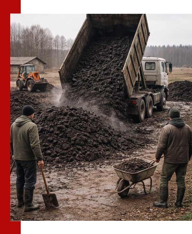 Доставка низинного торфа с разгрузкой и доставкой в Бирске