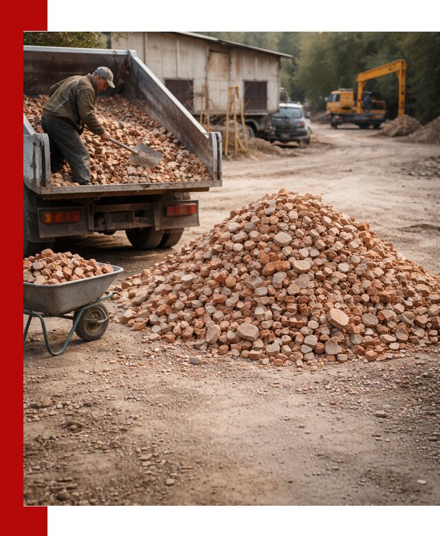 Доставка и подушка из боя кирпича с разгрузкой в Бирске