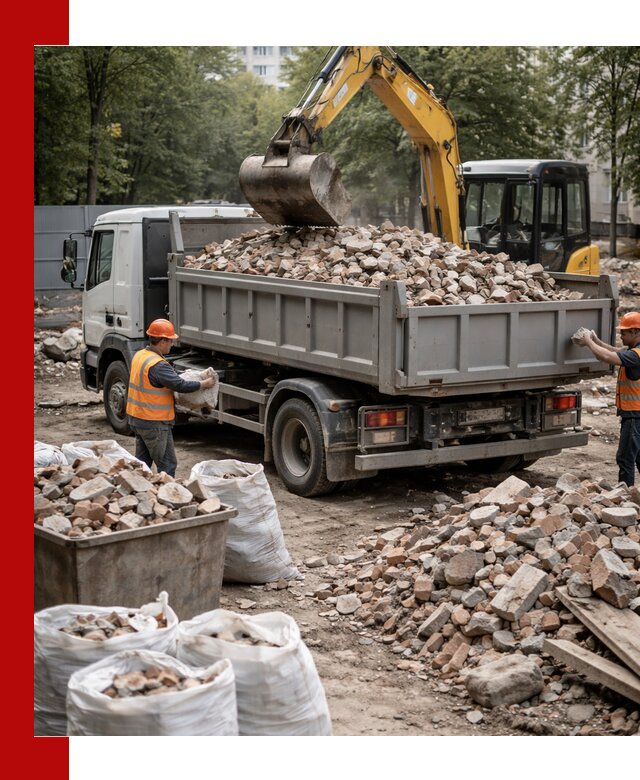 Вывоз строительного мусора в Бирске с самосвалами и контейнерами